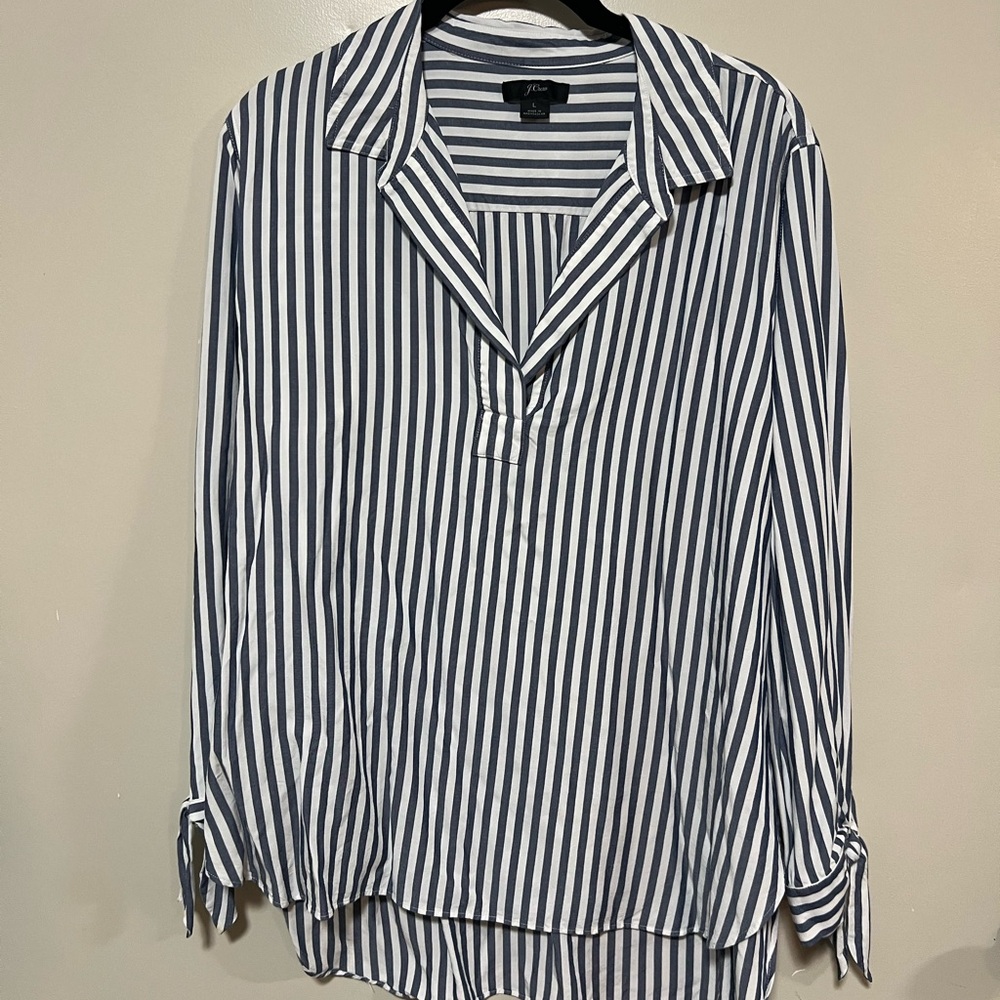 J.Crew stripped cotton popover Sz L